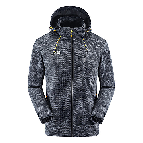

Men's Hiking Softshell Jacket Hiking Jacket Hiking Windbreaker Outdoor Waterproof Quick Dry Lightweight Breathable Jacket Hoodie Fishing Climbing Running Blue Gray