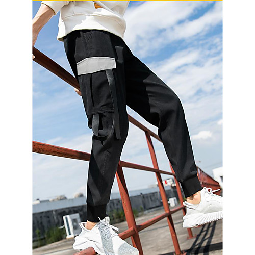 

Men's Cargo Tactical Cargo Pants Patchwork Full Length Black Khaki Gray