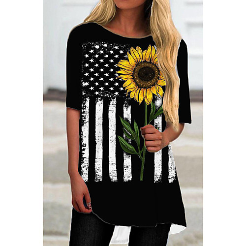 

Women's T Shirt Dress Tee Dress Short Mini Dress Black Half Sleeve Floral Print Print Spring Summer Round Neck Casual 2021 S M L XL XXL 3XL