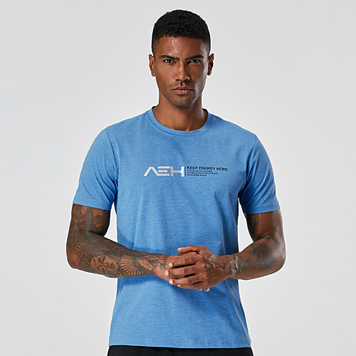 

Men's Tee / T-shirt Pure Color Crew Neck Nylon Letter & Number Sport Athleisure T Shirt Top Short Sleeves Breathable Moisture Wicking Soft Comfortable Everyday Use Casual Daily Outdoor Exercising