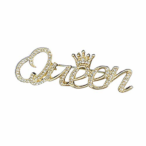 

onwrace cute brooches pins gifts for girls, elegant womens accessiories, fashion women rhinestone queen letter crown shape decor brooch pin jewelry gift golden