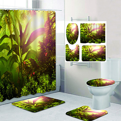 

The Scenery Under The Sunset Pattern Printing Bathroom Shower Curtain Leisure Toilet Four-Piece Design