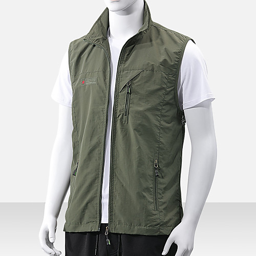 

Men's Hiking Vest / Gilet Fishing Vest Winter Outdoor Lightweight Breathable Wear Resistance Multi Pocket Vest / Gilet Top Single Slider Camping / Hiking Hunting Fishing Black Red Army Green Khaki