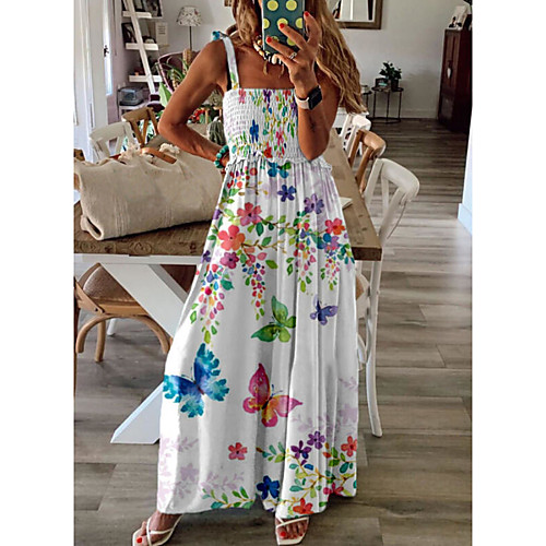 

2021 european and american foreign trade cross-border amazon summer new large size wrapped chest printing waist strap dress