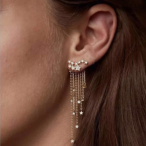 

Women's Earrings Hanging Earrings Tassel Fringe Star Stylish European Sweet Imitation Diamond Earrings Jewelry Gold For Party Evening Street Date Birthday Festival