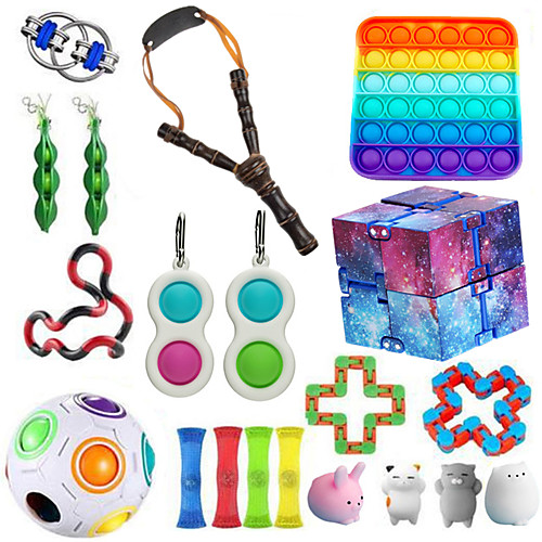 

20 pcs Fidget Sensory Toy Set Stress Relief Toys Autism Anxiety Relief Stress Pop Bubble Fidget Sensory Toy For Kids Adults