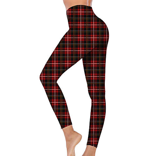 

21Grams Women's High Waist Yoga Pants Cropped Leggings Tummy Control Butt Lift Breathable Black / Red Fitness Gym Workout Running Sports Activewear High Elasticity