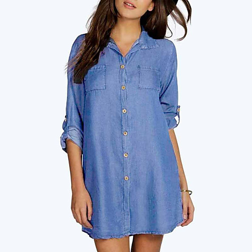 

2021 european and american foreign trade women's clothing independent station new aliexpress wish fashion multi-color denim shirt