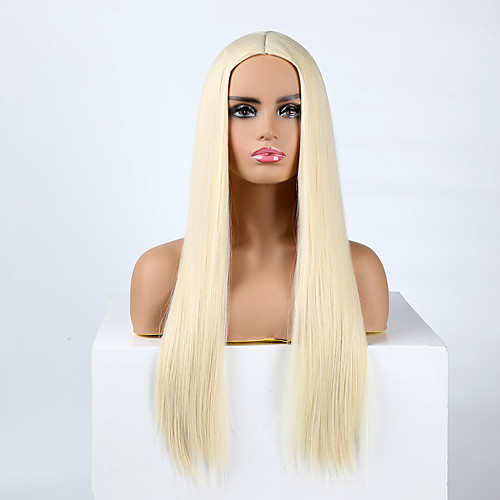 

Women 70 Cm Long Straight Cosplay Wig Party Red Blue Blonde High Temperature Fiber Synthetic Hair Wigs