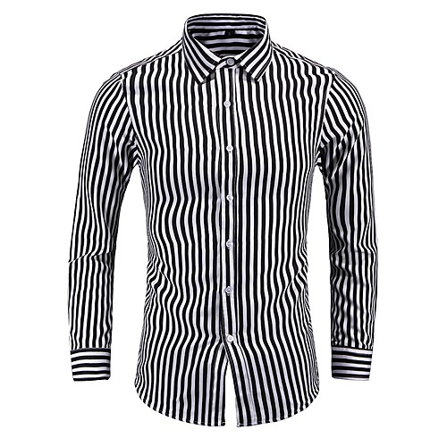 

Men's Shirt non-printing Striped Long Sleeve Daily Tops Black Blue Red