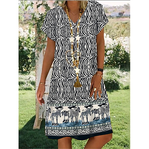 

wish independent station amazon 2021 summer new positioning animal print women's v-neck short-sleeved dress