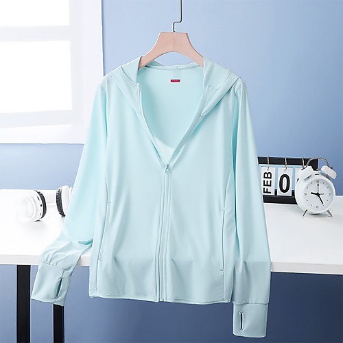 

Women's Hiking Jacket Outdoor Solid Color Waterproof Windproof Quick Dry Breathable Jacket Elastane Full Length Visible Zipper Fishing Climbing Beach White Purple Pink Light Green