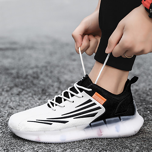 

Men's Trainers Athletic Shoes Sporty Casual Athletic Running Shoes Basketball Shoes Tissage Volant Breathable Non-slipping Wear Proof White Black Light Green Fall Spring
