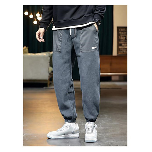 

Men's Chino Chinos Pants Solid Colored Full Length Black Gray