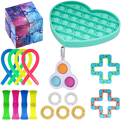 

18pcs Sensory Fidget Toys Set Bundle-DNA Pop Bubble Soybean Squeeze Stress Relief Balls with Fidget Hand Toys for Kids Adults Calming Toys for ADHD Autism Anxiety Relief