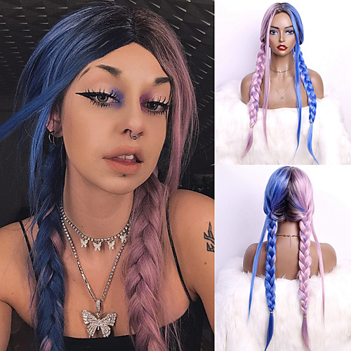 

Synthetic Wig Deep Wave Middle Part Wig Medium Length A1 Synthetic Hair Women's Cosplay Party Fashion Blue Pink