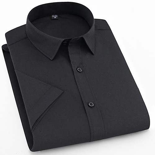 

Men's Shirt Other Prints Solid Colored Short Sleeve Daily Tops Business Basic White Black Light Blue