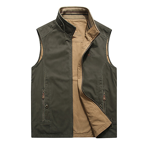 

Men's Hiking Vest / Gilet Fishing Vest Winter Outdoor Lightweight Breathable Wear Resistance Multi Pocket Vest / Gilet Top Single Slider Camping / Hiking Hunting Fishing Black Red Army Green Khaki