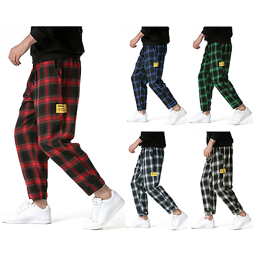 

Men's Chino Casual Chinos Pants Lattice Full Length Black Blue Red Green Navy Blue