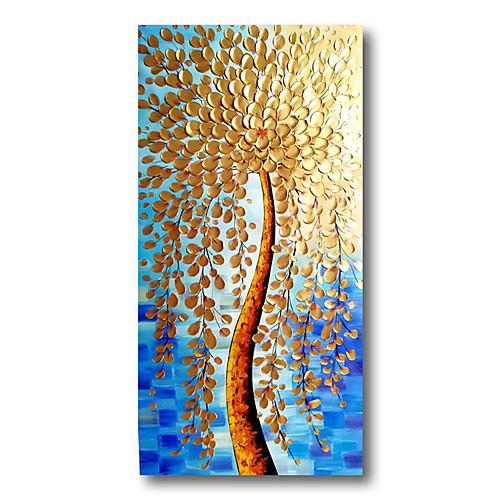 

Stretched Oil Painting Hand Painted Canvas Abstract Comtemporary Modern High Quality Golden Flowers Heavy Oil Ready to Hang