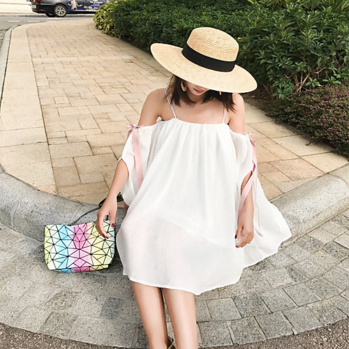 

Sheath / Column Flirty Boho Holiday Cocktail Party Dress Spaghetti Strap Sleeveless Short / Mini Chiffon with Bow(s) 2021