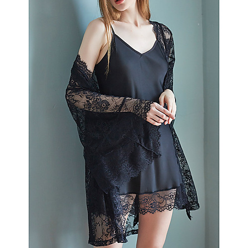 

Women's Deep V Ultra Sexy / Suits Pajamas - Lace, Solid Colored