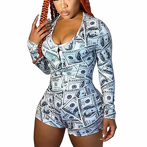 

fufucaillm woman clothes long sleeve jumpsuit bodycon woman one piece pajama sleeper sexy bodysuit (grey, xxl)