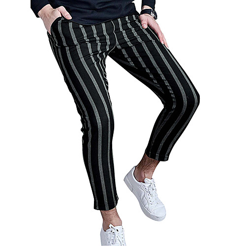 

Men's Casual / Sporty Pants Pants Stripe Black Gray