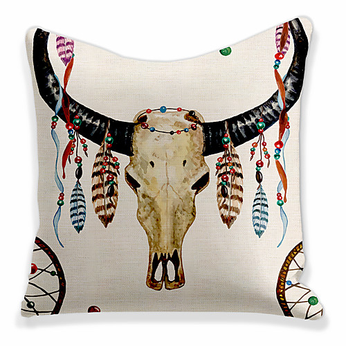 

Double Side 1 Pc Cushion Cover Print 45x45cm Linen for Sofa Bedroom Animal Yak