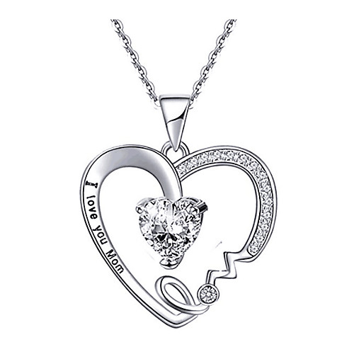 

peach heart lettering pendant i love you mom mother's day gift necklace fashion