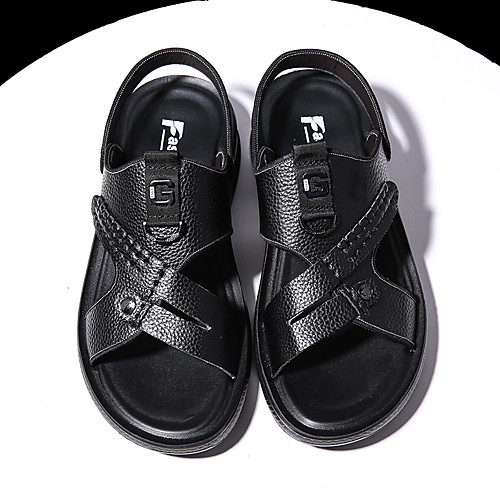 

Men's Sandals Casual Beach Daily Water Shoes Upstream Shoes Nappa Leather Breathable Non-slipping Wear Proof Black Summer