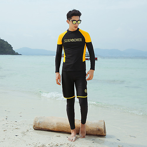 

Men's Rash Guard Dive Skin Suit Spandex Swimwear Quick Dry Breathable Long Sleeve 3-Piece - Swimming Diving Surfing Patchwork Autumn / Fall Spring Summer