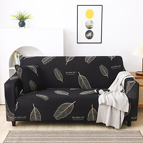 

New Stylish Simplicity Print Sofa Cover Stretch Couch Super Soft Fabric Retro Hot Sale Black White Feather