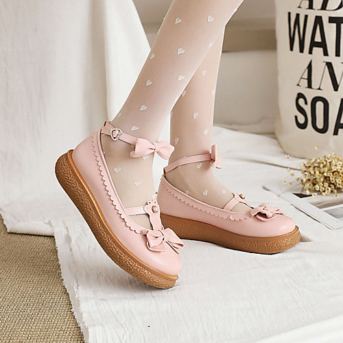 

Girls' Heels Flower Girl Shoes Princess Shoes PU Mary Jane Big Kids(7years ) Daily Party & Evening Bowknot Ruffles White Pink Beige Spring Summer