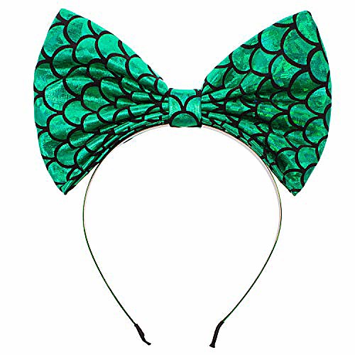 

cute big bowknot mermaid headband for little girls dress up birthday party,halloween,christmas(green)