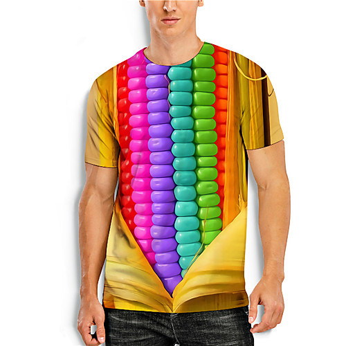 

Men's Tees T shirt 3D Print Rainbow Graphic Prints Print Short Sleeve Daily Tops Casual Designer Big and Tall Rainbow