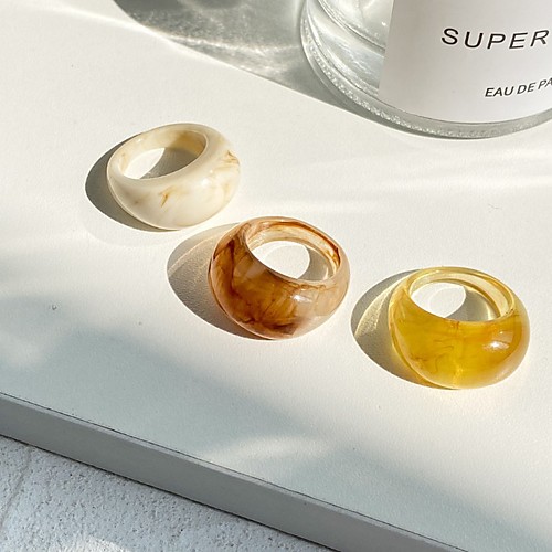 

Ring Retro White Purple Yellow Resin Stylish Simple European 1pc 8