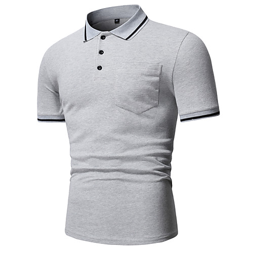 

Men's Polo Other Prints Plain Short Sleeve Casual Tops Cotton Gray