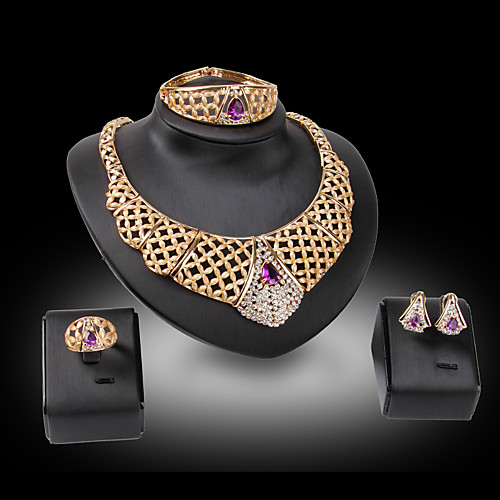 

Women's Jewelry Set Bridal Jewelry Sets Cut Out Precious Fashion Gold Plated Earrings Jewelry Purple For Christmas Wedding Party Evening Gift Formal 1 set