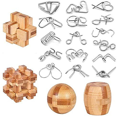 

Brain Teaser Puzzle 20Pcs Unlock Interlock Game IQ Test Wooden Toy 3D Unlock Interlock Puzzle Magic Ball Brain Teaser Toy Puzzles for Adults Kids