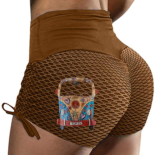 

Women's High Waist Yoga Short Scrunch Butt Ruched Butt Lifting Yoga Pants 3D Cartoon Tummy Control Fitness Gym Workout Running Sports Activewear High Elasticity Skinny