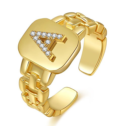 

gold plated ring jewelry strap design letter open ring