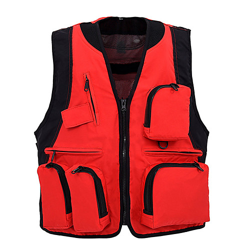 

Men's Hiking Vest / Gilet Fishing Vest Sleeveless Jacket Top Outdoor Waterproof Multi-Pockets Quick Dry Lightweight Autumn / Fall Spring Polyester Patchwork Dark Grey White Red Hunting Fishing