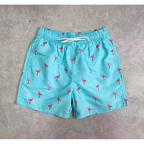 

Men's Casual / Sporty Outdoor Sports Daily Beach Shorts Pants Flamingo Short Drawstring Elastic Drawstring Design Blue