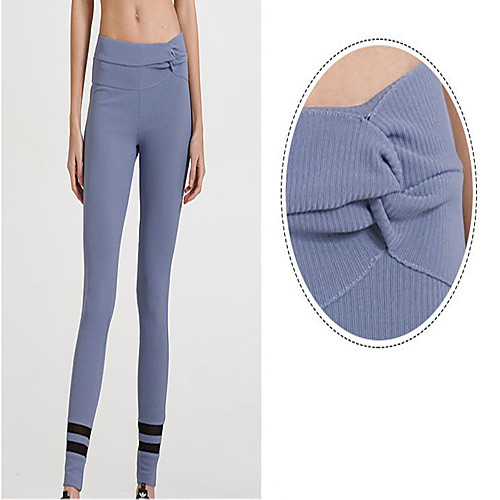

Women's Running Tights Leggings Yoga Pants Smocked Waist Cropped Leggings Tights Butt Lift Breathable Solid Color Pale Blue Spandex Yoga Gym Workout Pilates Winter Sports Activewear Micro-elastic Slim