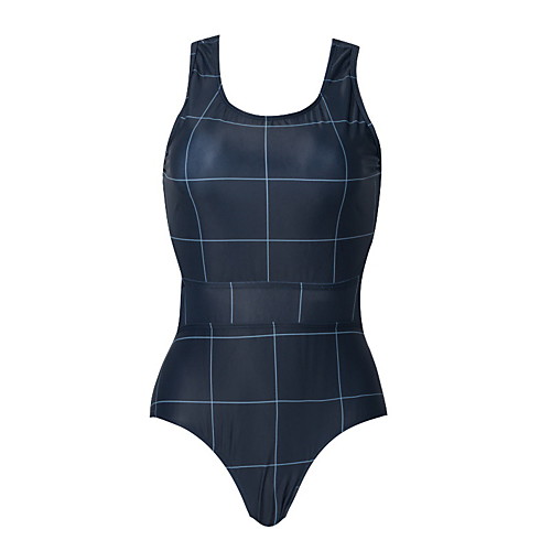 

Women's One Piece Swimsuit Spandex Swimwear Bodysuit Quick Dry Breathable Sleeveless Swimming Surfing Water Sports Grid Pattern Summer