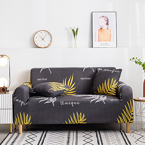 

Sofa Cover Furniture Protector Soft Stretch Spandex Fabric Gray Leaf