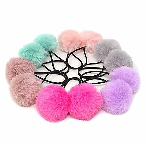 

1 Pair Korean Cute Pom Pom Ball Elastic Hair Ties Pompom Hair Bands Seamless Hair Ropes Ponytail Holders