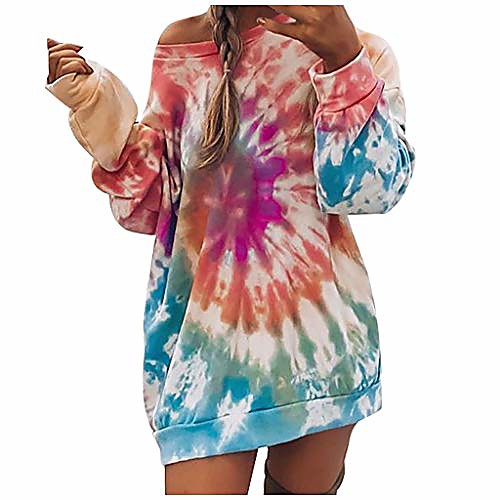 

toimothcn womens sexy tie dye printed mini dresses o neck short sleeve casual summer dresses plus size red