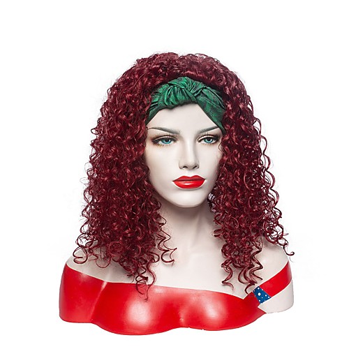 

foreign trade hair band wig headgear wine red headband corn perm long curly hair high temperature silk chemical fiber headgear